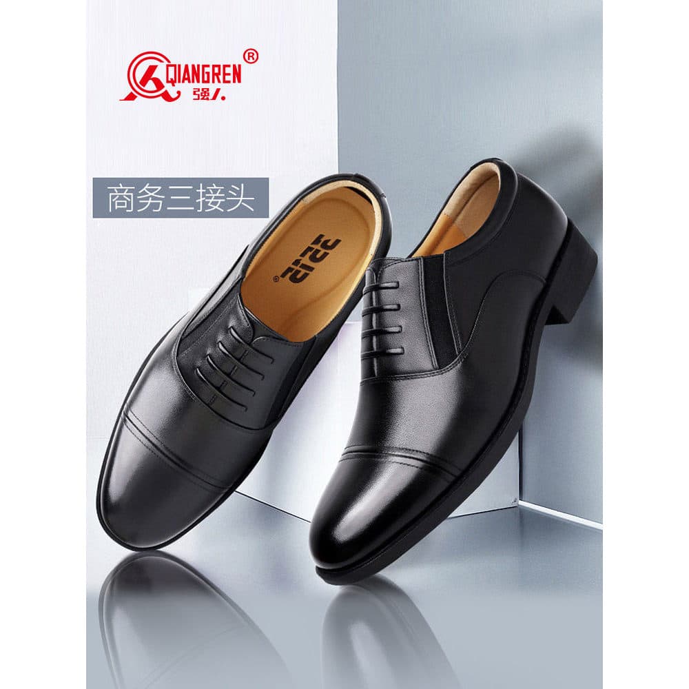 Strongman 3515 Sapatos de couro genuíno de três articulações masculinos de couro genuíno sapatos formais de negócios pri