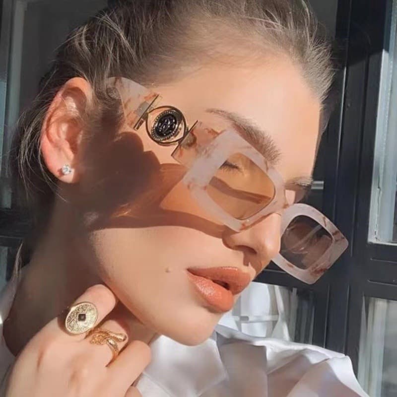 Óculos de Sol Retangulares Unissex 2024, Estilo Retro, Óculos de Sol Quadrados Luxuosos na Cor Preta, Oculos De Sol L6ZM
