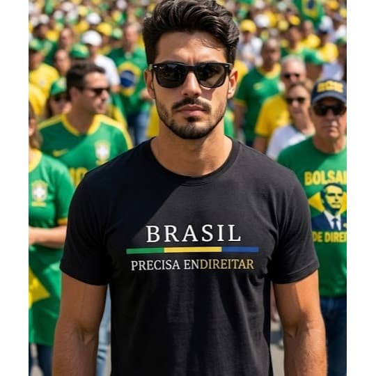 Camiseta Brasil Direita BOLSONARO RENAN SANTOS Premium Adulto Intantil Familia Masculino e Feminino Algodão Conforto