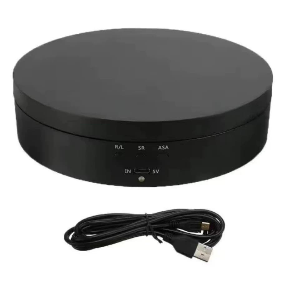 Suporte Expositor Giratório Elétrico – Para Vitrine de Produtos e Fotografia – Preto