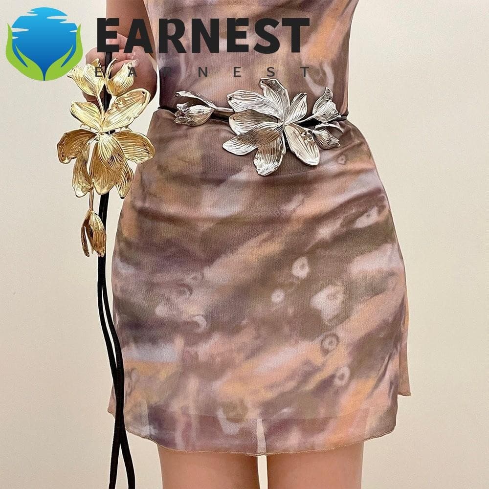 Cinto De Tulipa Dourada EARNEST , Corrente De Cintura Ajustável De Flor De Metal Vintage , Exagerado De Liga