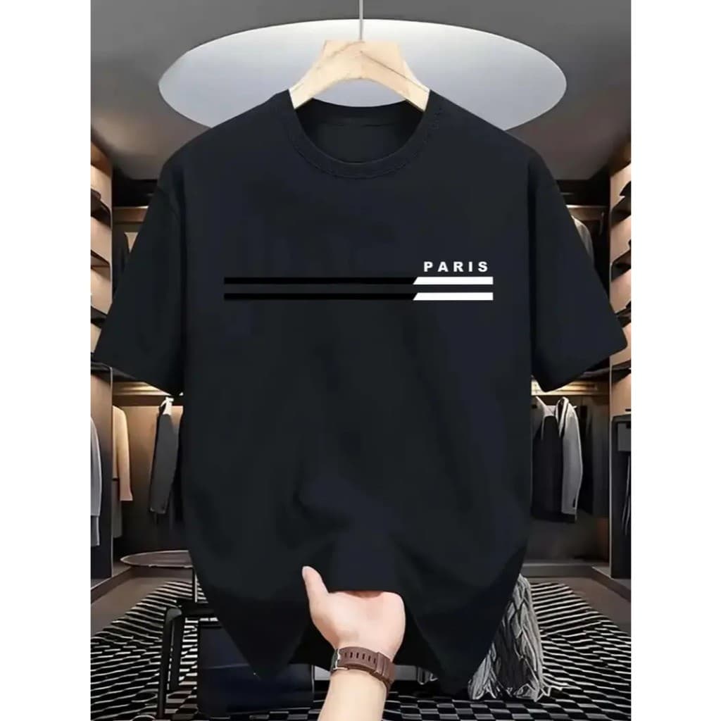 Camiseta Masculina Paris Street Camisa 100% Algodão Blusa Básica Gola Redonda
