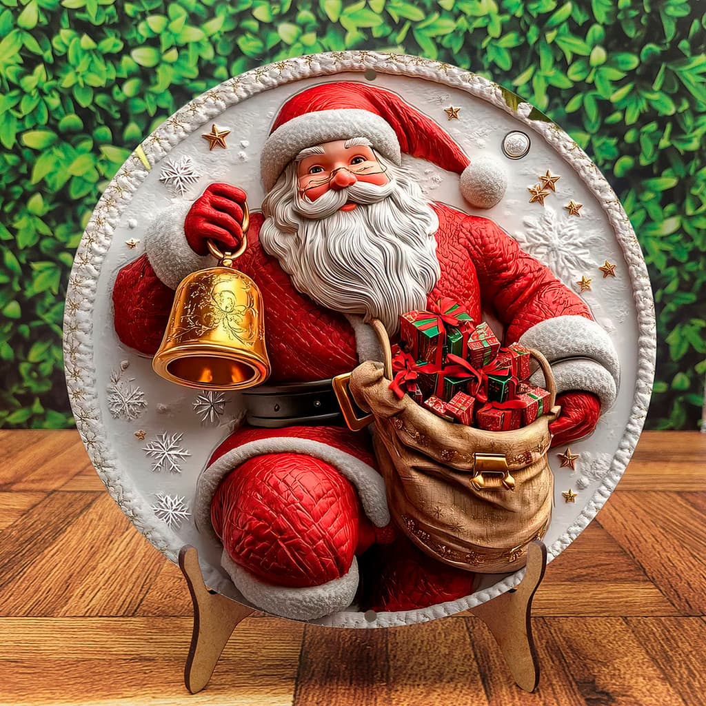 Enfeite de Natal, plaquinha com suporte para mesa em MDF com 20cm decoração