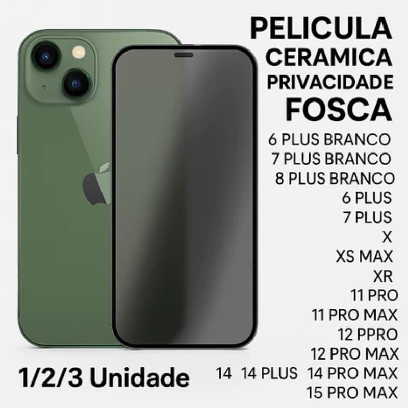 Película Privacidade Fosca iPhone 6 7 8 X XS 11 12 13 14 15 16 17 Pro Max Anti-Impacto Anti-Digital