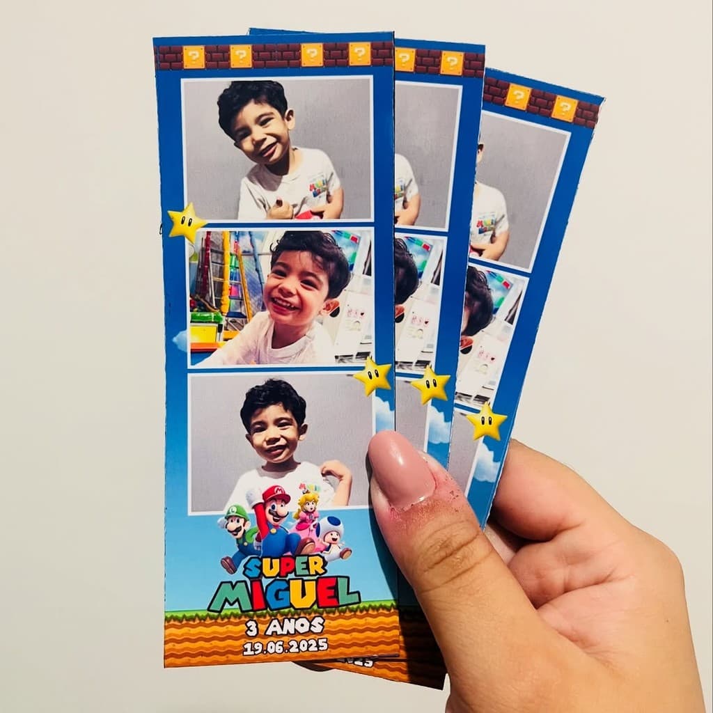 Ímã Tirinha de 3 Fotos Polaroid Personalizado | Foto Lembrança | Criamos Novos Temas | Mario Bros