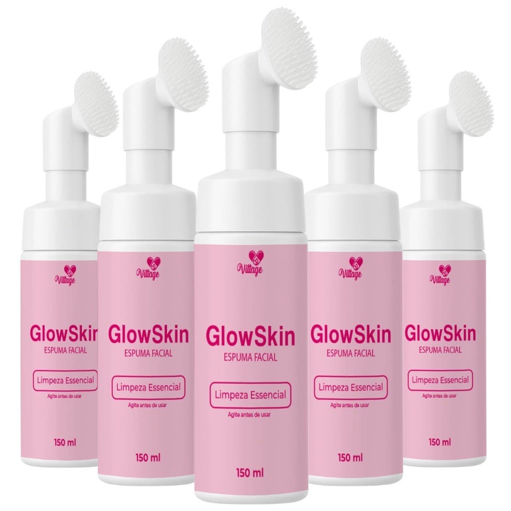 Kit 5 Sabonete Facial em Espuma GLOW SKIN - Limpeza Profunda para uma Pele Iluminada | Com Aplicador
