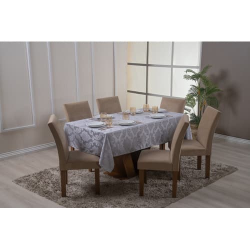 Toalha De Mesa Jacquard 4,00m X 1,35m Para 8 Lugares Tecido Luxo Resistente Lavável Cozinha Jantar