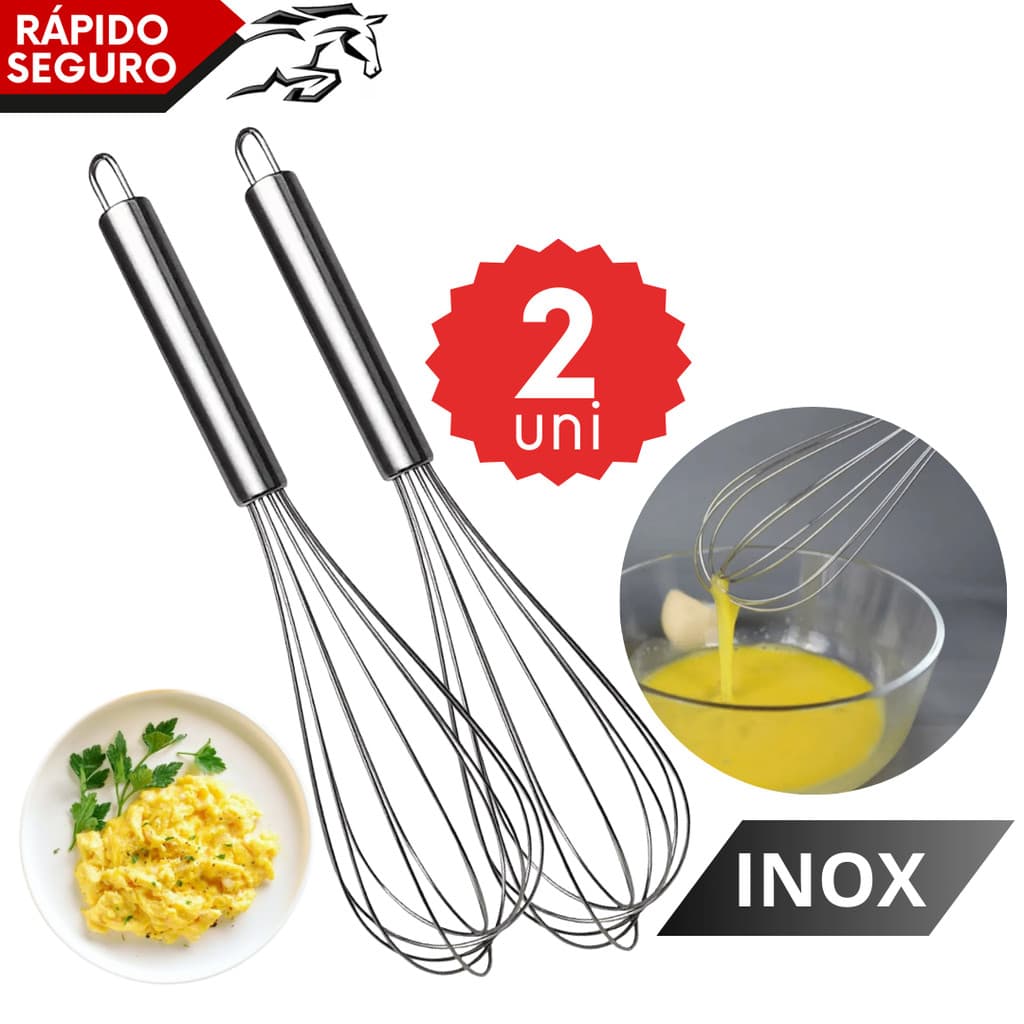 Batedor Inox Reforçado Para Ovos Massas Claras Cozinha Padaria