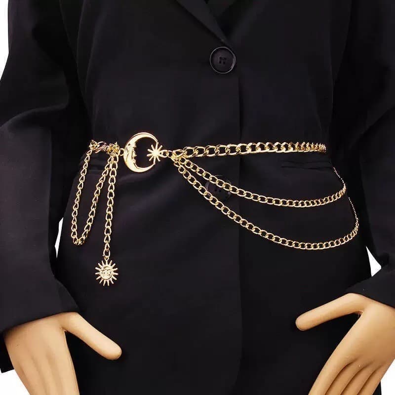 Corrente De Cintura De Metal Multicamadas Moderna Para Mulheres Cinto De Liga Durável Elegante Ajustável Jeans/Vestidos