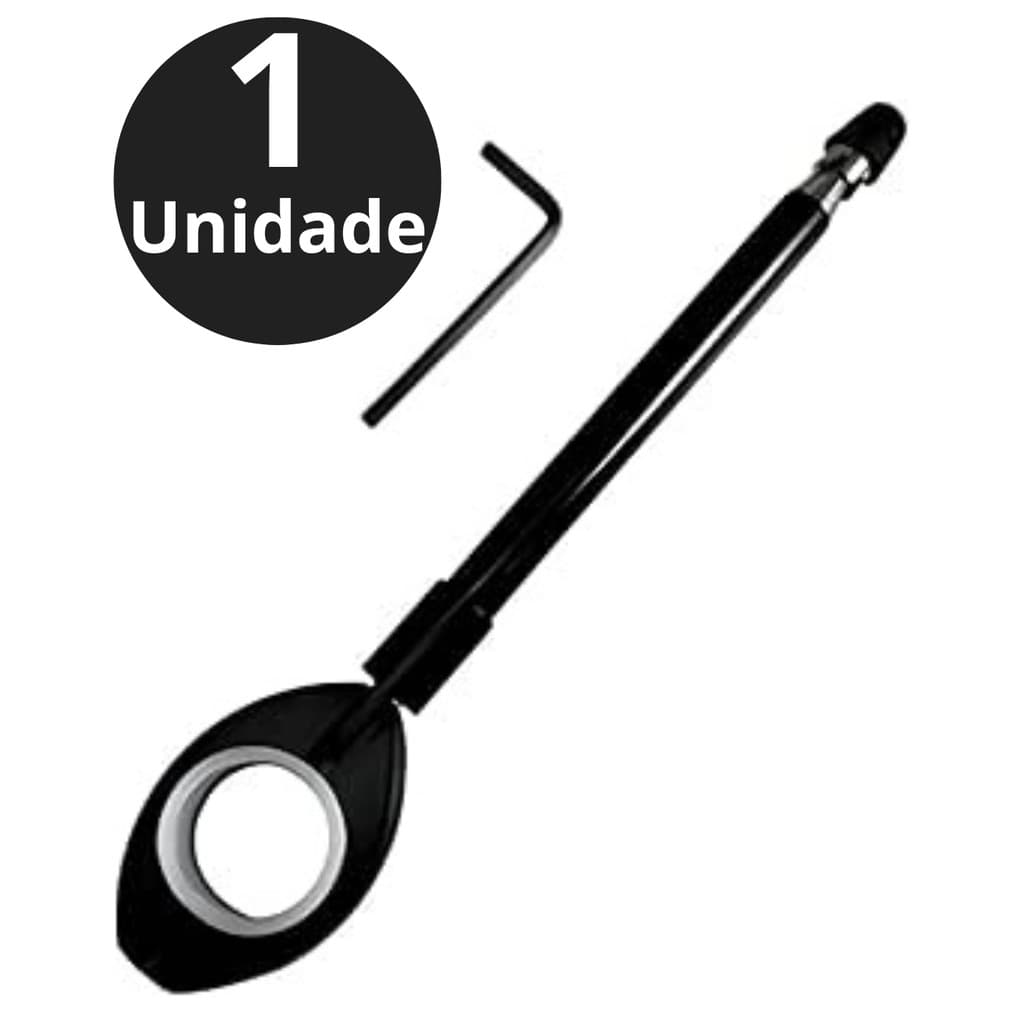 Antena de Moto Corta Linha de Pipa Retrátil 7 Estágios Anti Cerol Aço Inox Guidão ( Preto )