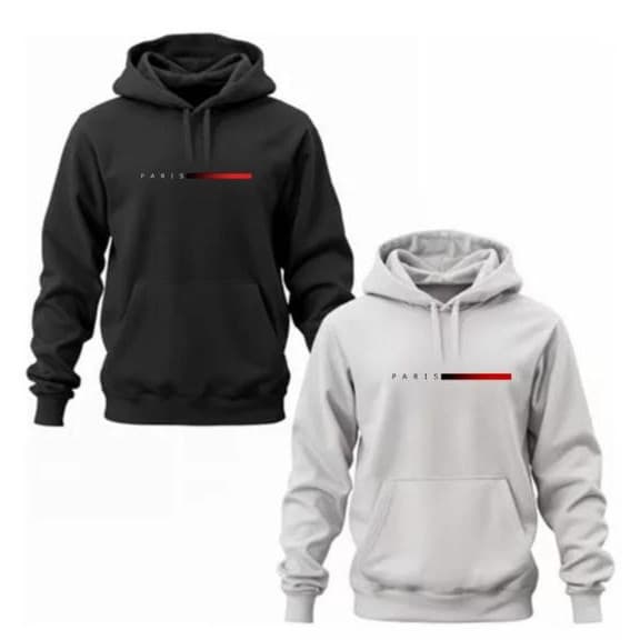 Kit 02 blusas de moletom masculina Bolso canguru com capuz Paris Lançamento
