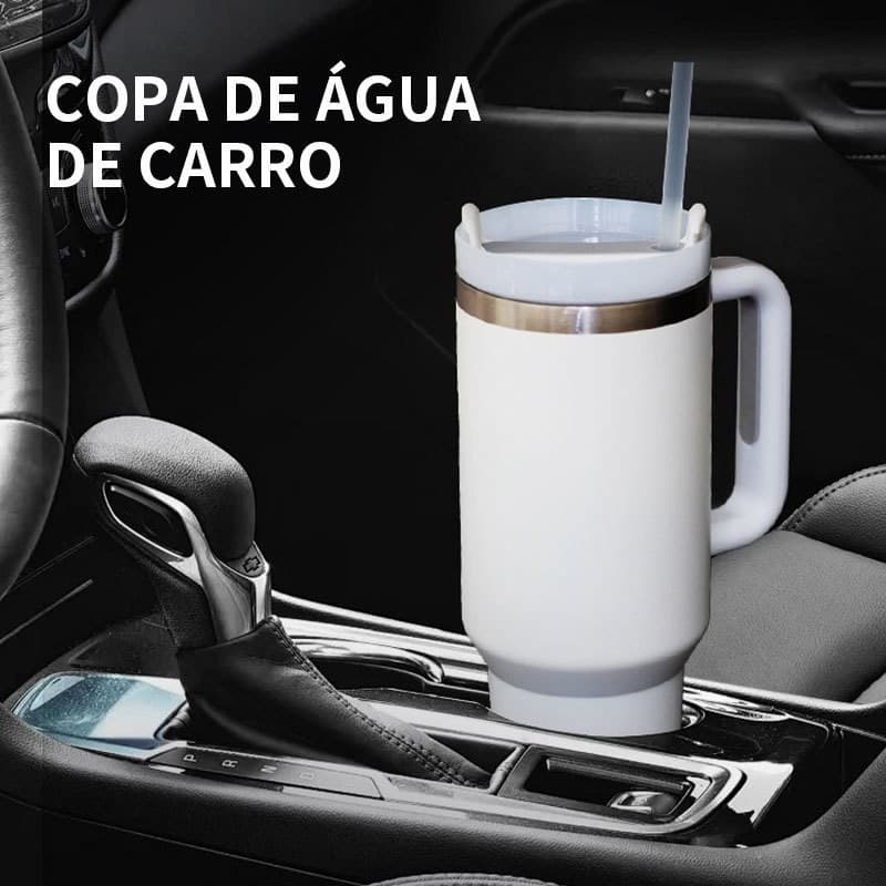 Copo De Carro Garrafa Térmica De Agua Inox 1200ml Parede Dupla tampa Canudo Premium