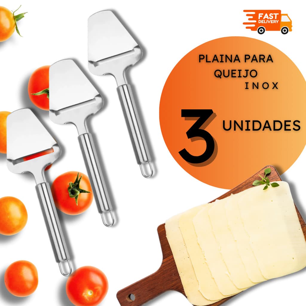 Kit de Plainas para Queijo Plaina Cortador Aço Inox Buffet Bar Queijos