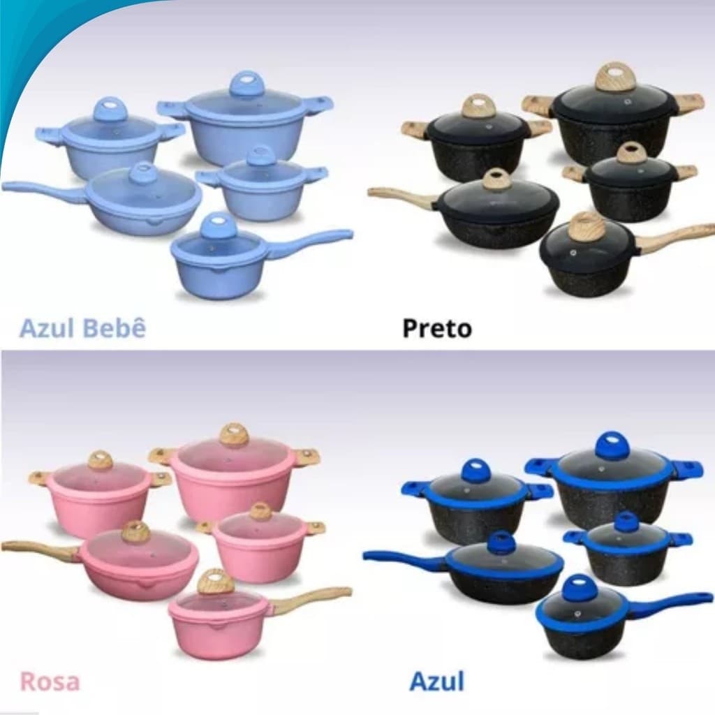 Kit De Panelas Com Cor Azul Bebê Ideal Como Presente De Natal Pronta Entrega