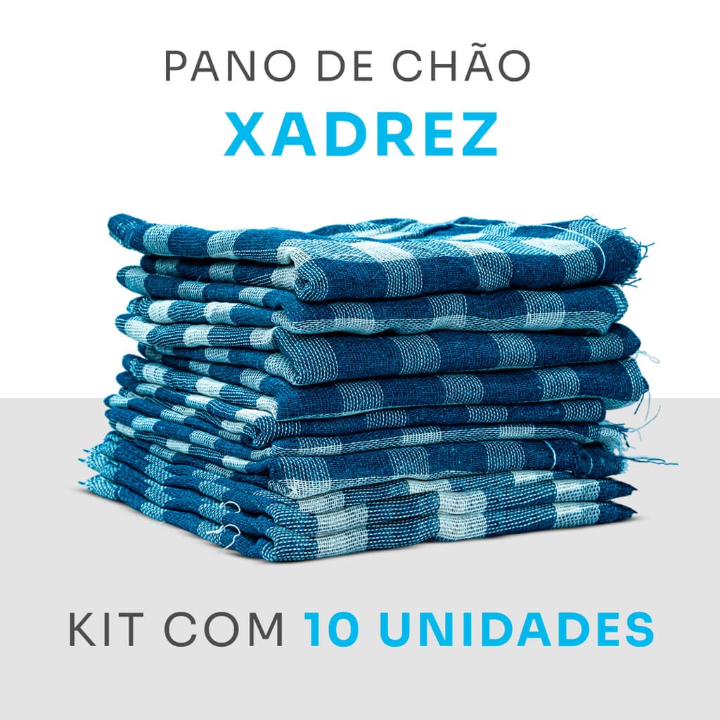 10 Panos De Chão Duplo Xadrez Para Limpeza - 65cm X 44cm