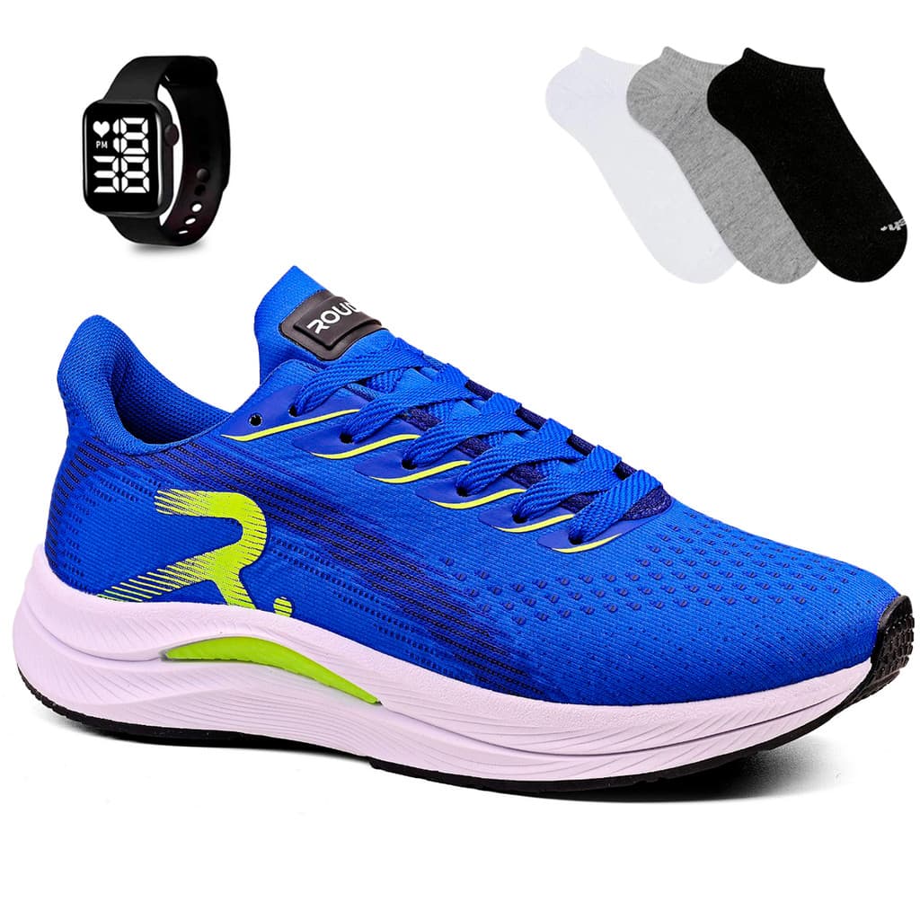 Kit Tênis Masculino Para Corrida Crossfit Treino + Relógio + 1 Par De Meia