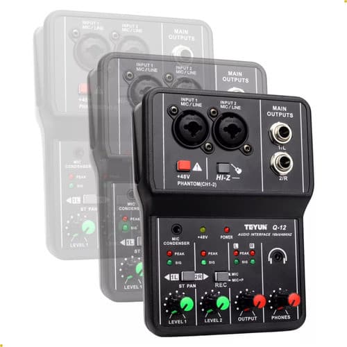 Mesa Mixer Teyun Q-12 Amplificada Usb P10 2 Canais