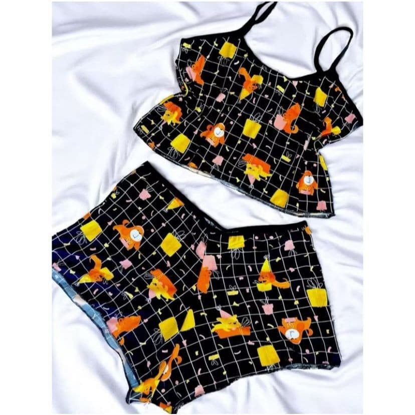 Kit com 2 Pijamas Curtos Suéde Feminino – Conforto e Estilo com Cropped e Short Baby Doll