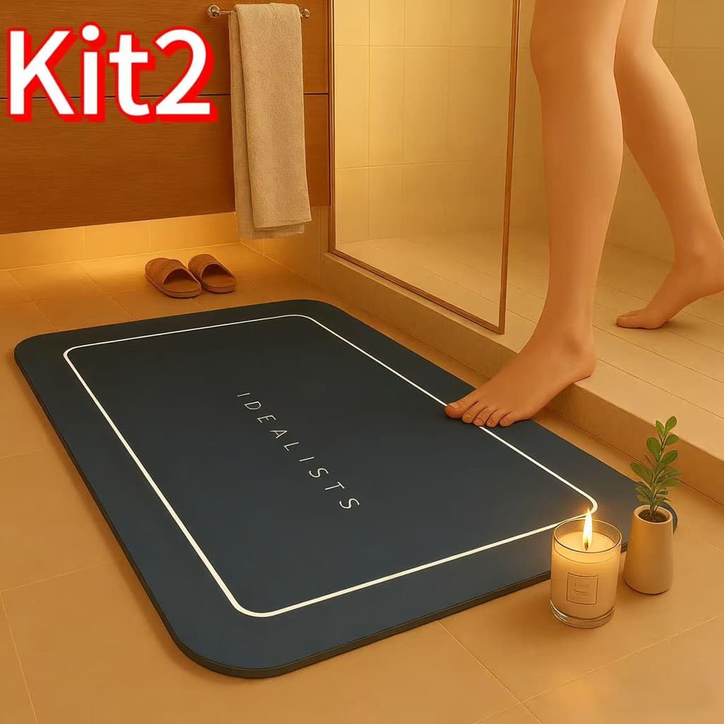 Kit 2 Tapete Banheiro Antiderrapante Absorvente de Secagem Rápida Antiderrapante entregar Cor e Estampas sortidos