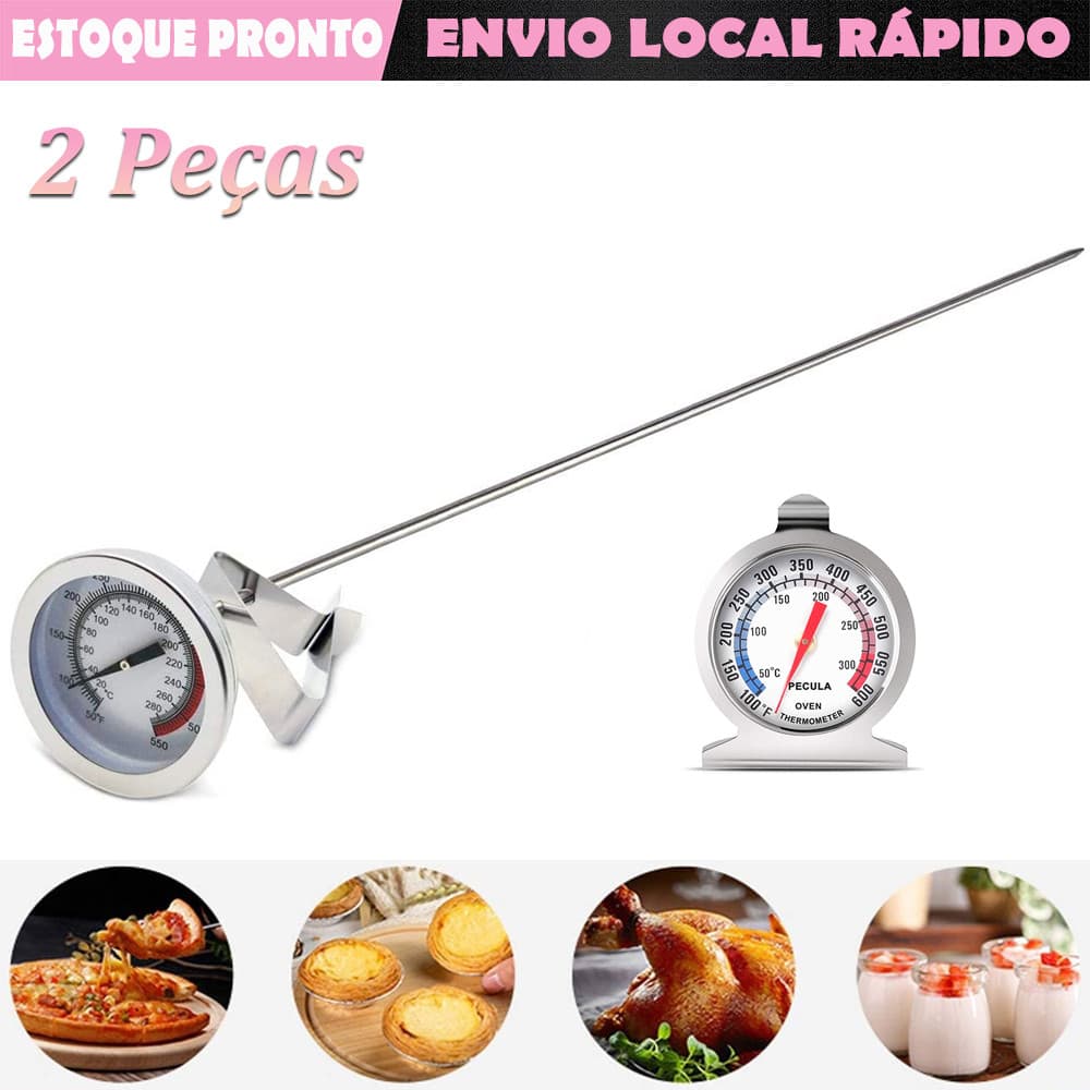 2 pçs Termômetro para Forno e Churrasqueira Profissional Aço Inox Termometro de Aco Inoxidavel Cozinha Termometro