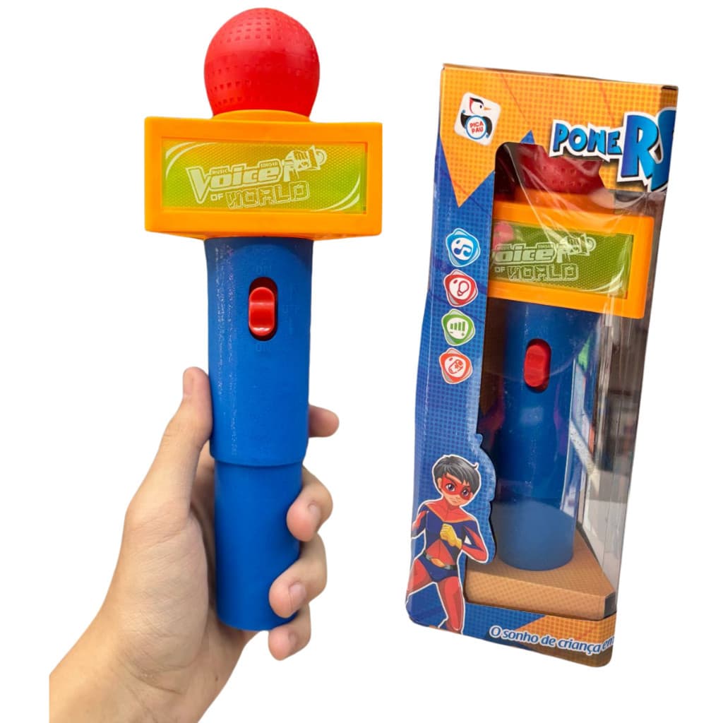 Microfone Infantil Brinquedo Karaoke Toca Música e Acende a Luz