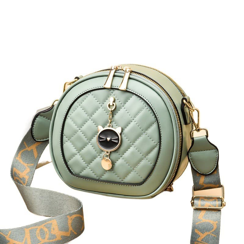 BOLSA FEMININA mY EK REDONDA C/ ALÇA DE OMBRO - LINHA CUTE CAT - HK GREEN