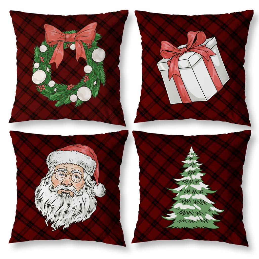 Kit 4 Capas de Almofada 40x40 Natal Natalinas para Sofá Sala Decorativas Decoração Estampadas