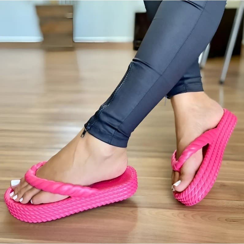 Chinelo Nuvem De Dedo Trança Plataforma Eva Leve Confortável