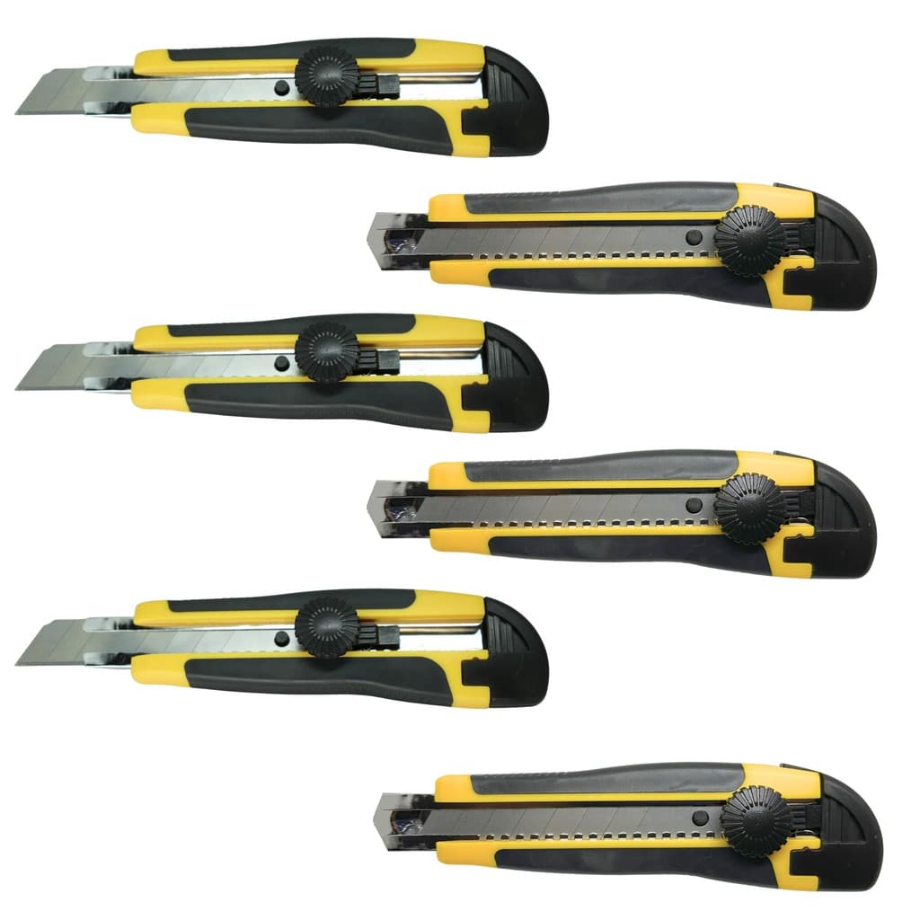 Kit com 6 Estiletes Seller P-700 18mm – Corte preciso profissional, empunhadura emborrachada, trava giratória