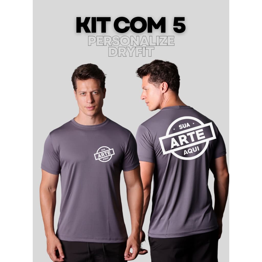 Kit 5 Camiseta Treino Personalizada Dry Fit Empresa Uniforme Logo Equipe Academia Evento Personal Sua Arte 4