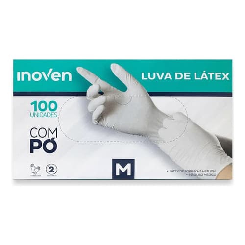 Luva Látex Procedimentos Com Pó Inoven Tamanho M Com Pó Sim Cor Branco Unidades Por Embalagem 100