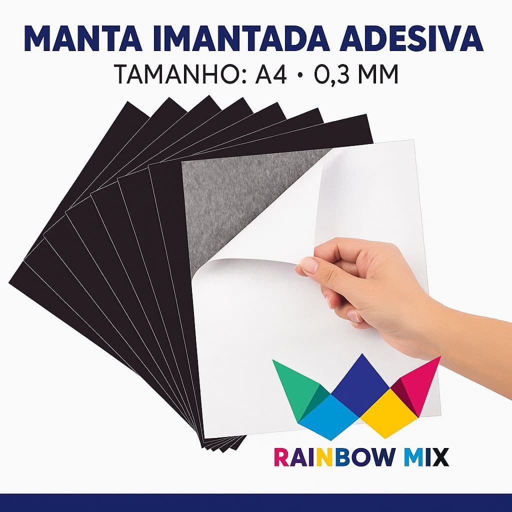Kit Folhas Manta Magnética Imã A4 0,3mm para artesanato