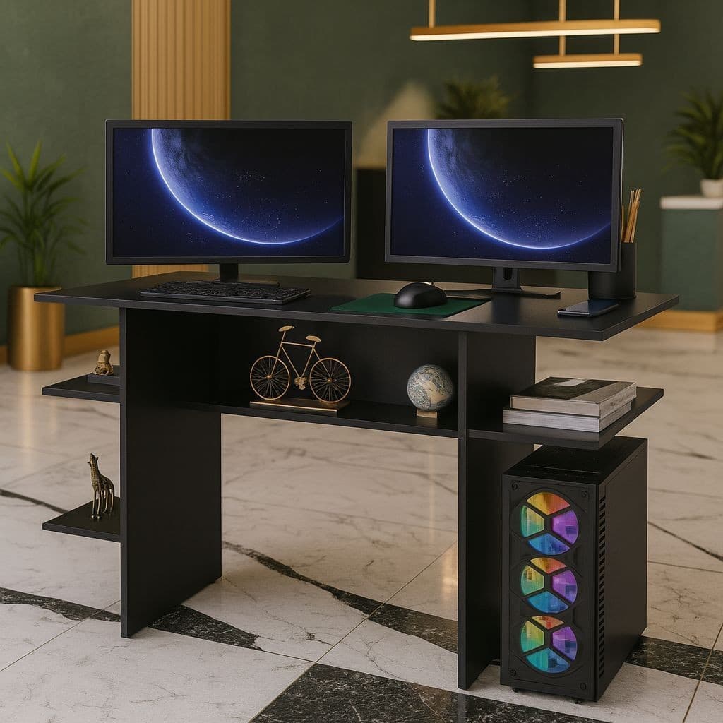 Escrivaninha Mesa Gamer Multiuso – Ideal p/ Trabalho, Estudo e Jogos - Cor Preto