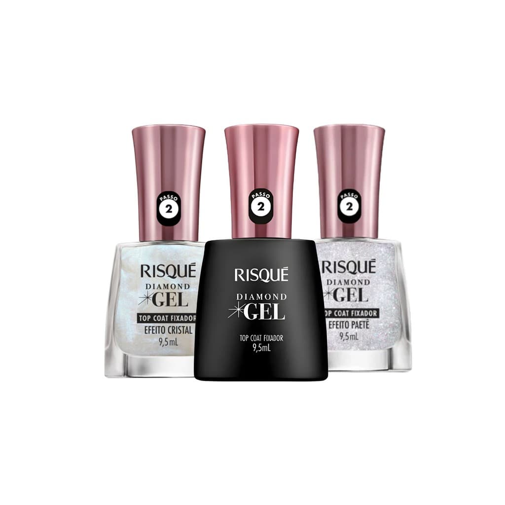 Kit 3 Esmalte Risqué Diamond Gel Top Coat 9,5ml