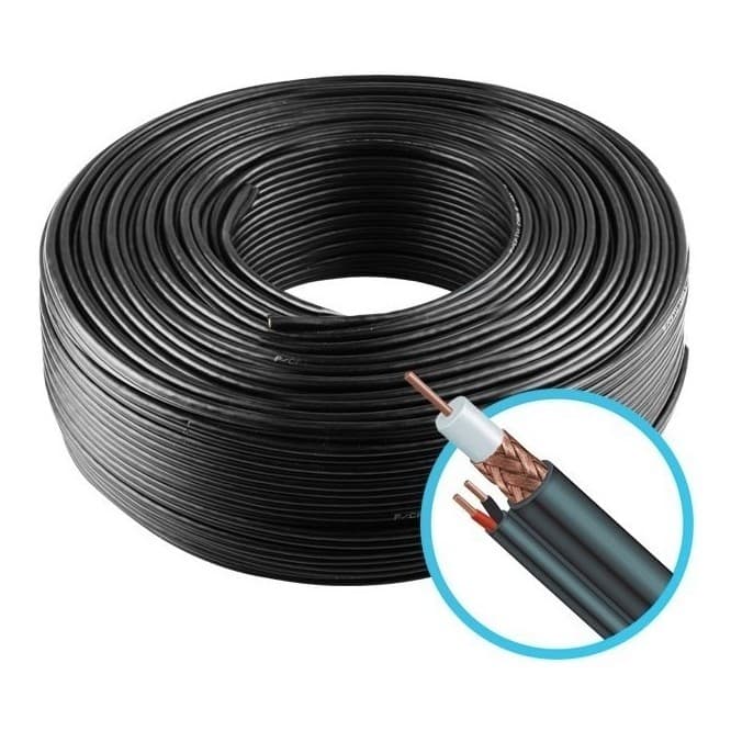 Cabo Coaxial Cftv Flexível 4mm Bipolar Pr 90% Malha 100m E1p
