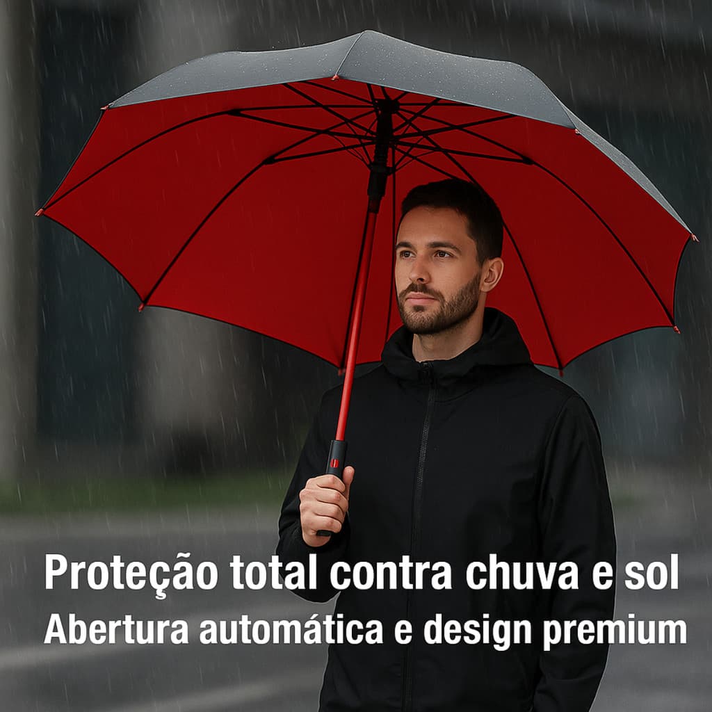 Guarda Chuva Automático Premium Reforçado Grande Fibra de Vidro e Proteção UV