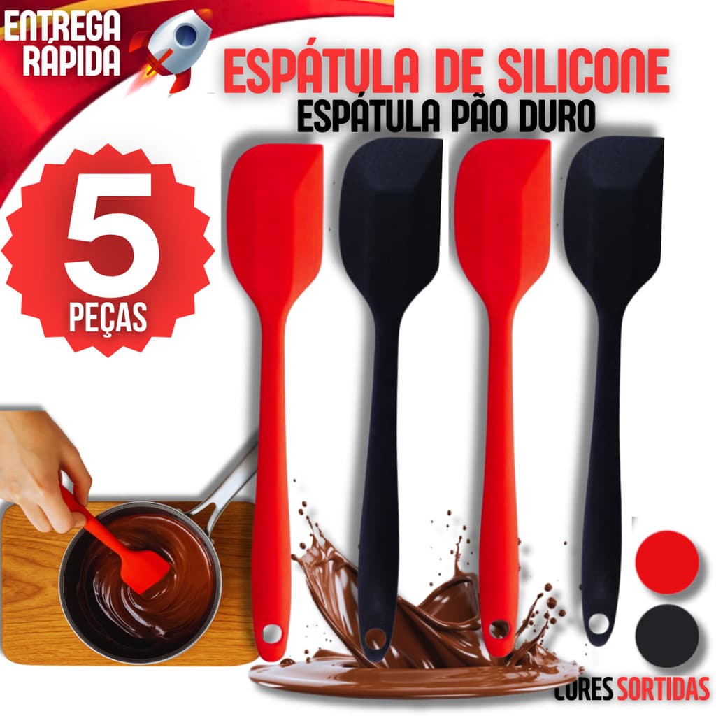 Kit 5 Espatula Espatulas Bolo Pão Duro de Silicone Casa Cozinha Buffet Restaurante Qualidade