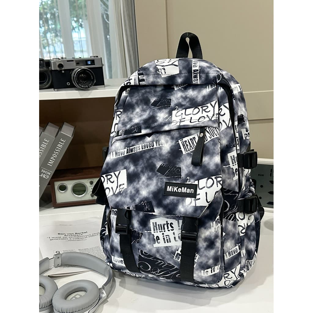 Retro Graffiti mochila de grande capacidade mochila americana High Street na moda novo estilo meninos meninas estudantes