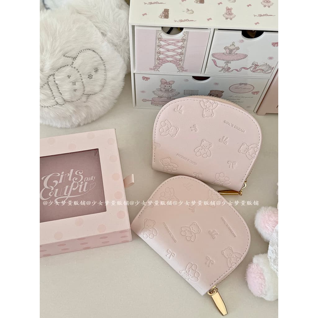 carteira feminina pequena carteira feminina Menina sonho Design Original em relevo urso carteira bonito Anti-desmagnetiz