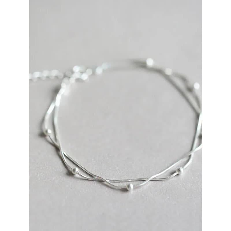 pulseira feminina pulseira 925 prata esterlina simples redondo grânulo pulseira ins nicho Design afundando High-End novo