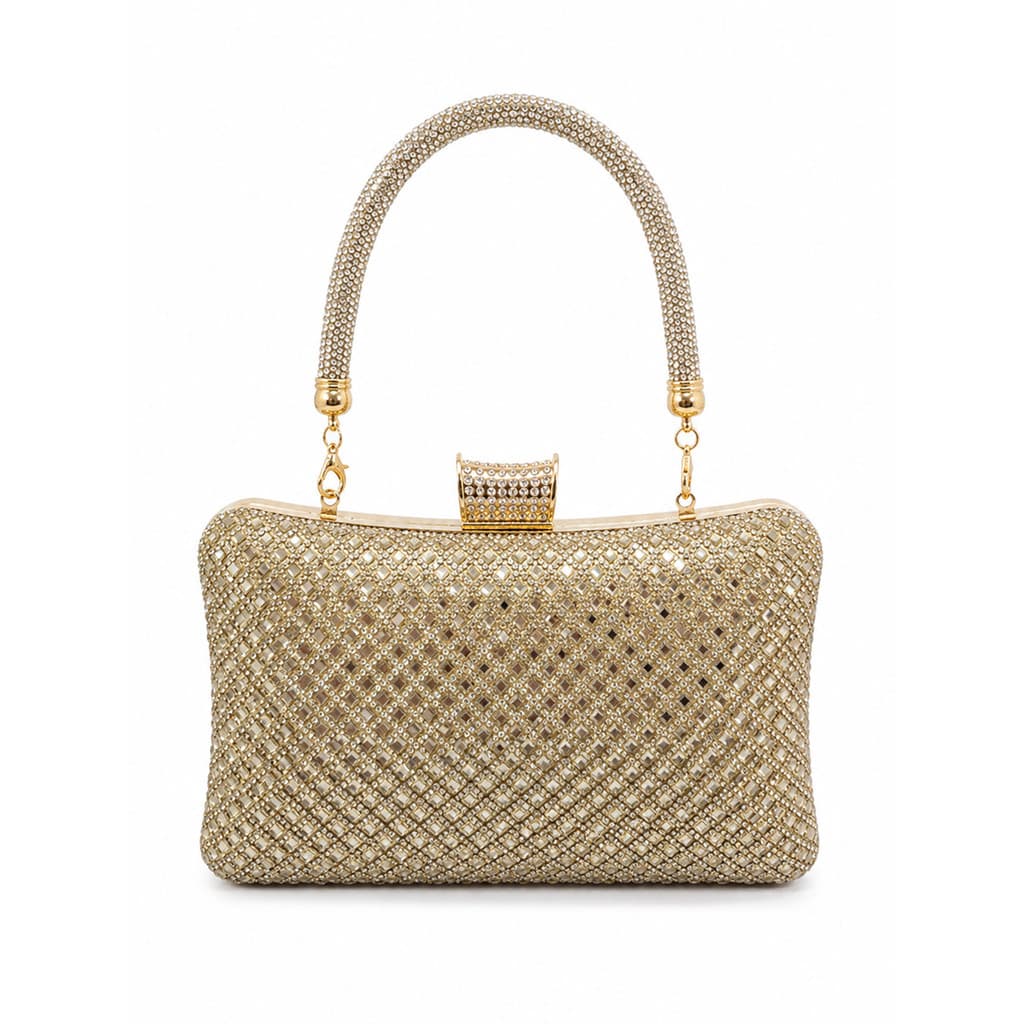 Bolsa Feminina Clutch De Festa Luxo Com Strass E Cristais Casamento Formatura