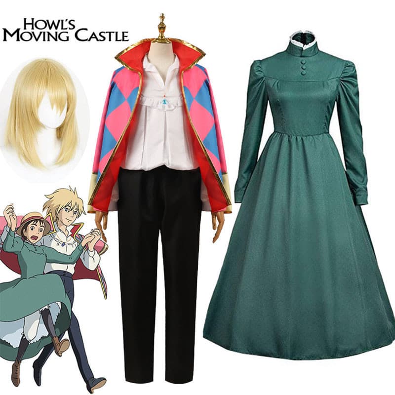 Fantasia de Cosplay Howl Sofie, Trajes de Anime do Castelo no Fim do Mundo, Conjunto Completo de Roupas de Carnaval para