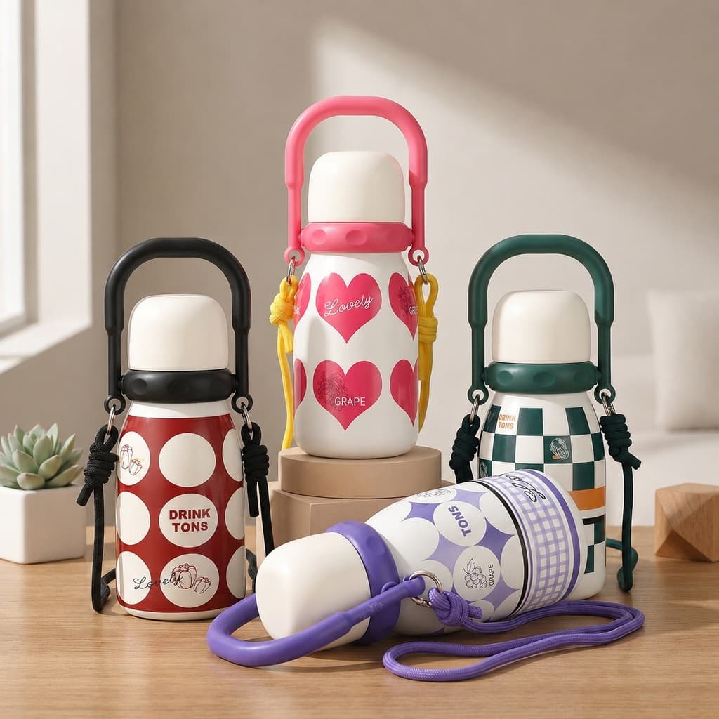 Copo Térmico Infantil 680ml em Aço Inox com 2 Modos de Beber e Alça