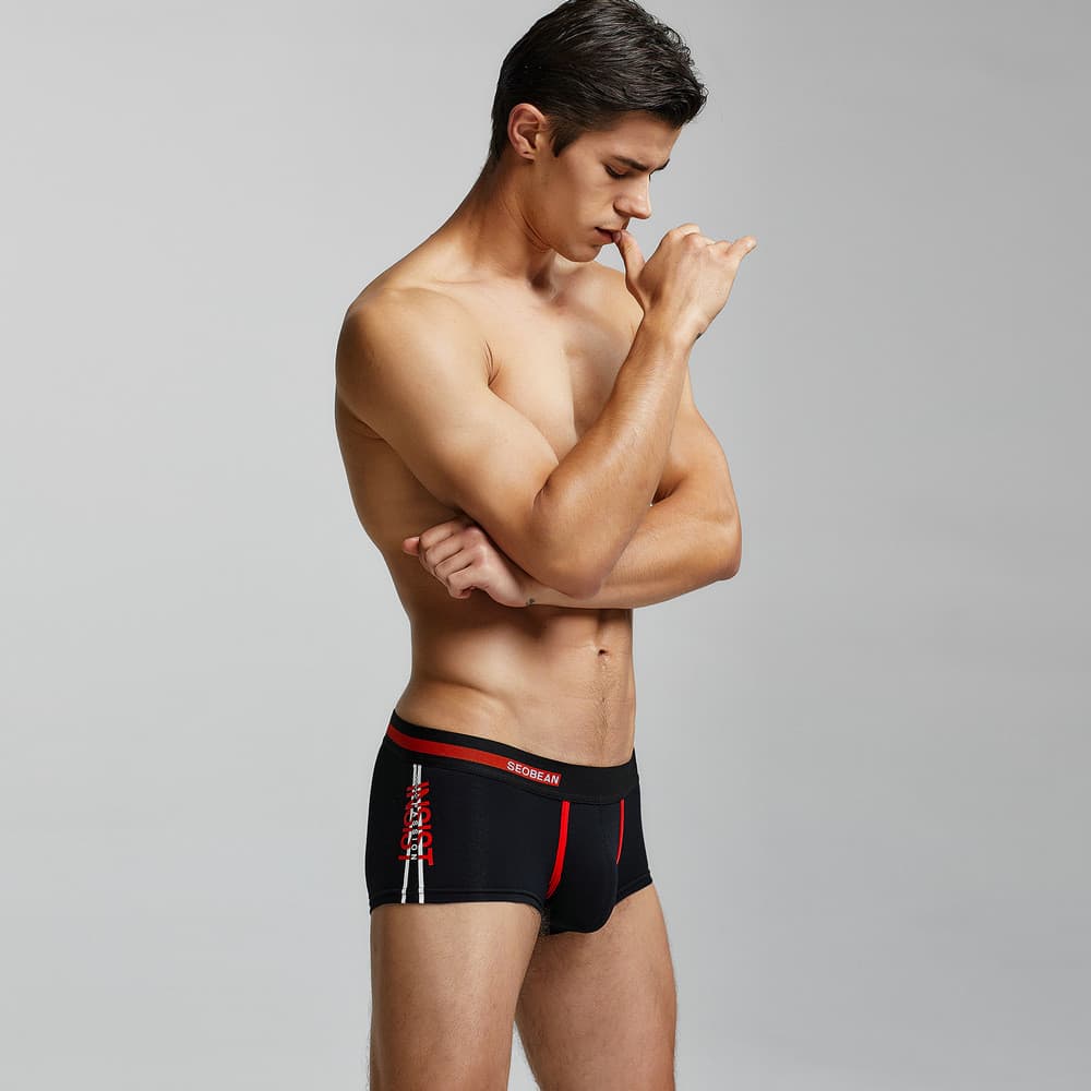 SEOBEAN SEOBEAN Cueca boxer masculina U-Convexa Fashion cintura baixa
