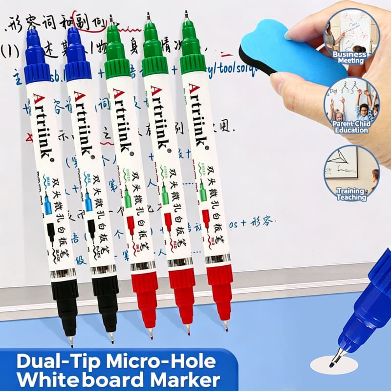 Caneta para quadro branco de duas cores de duas cabeças pode adicionar tinta Caneta para quadro branco de duas cabeças f