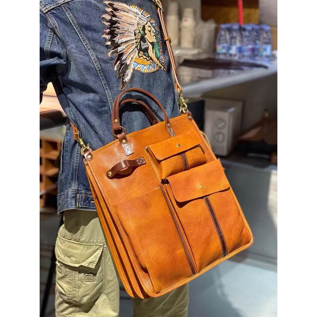 Bolsa de negócios masculina de couro artesanal bolsa de couro genuíno masculina bolsa mensageiro maleta bolsa de ombro m
