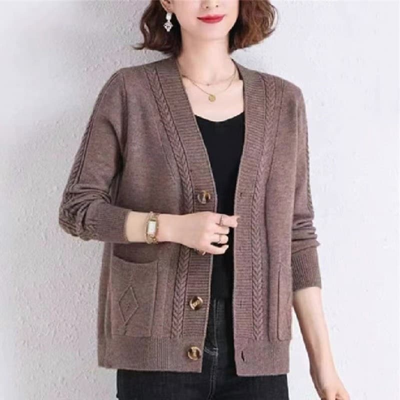 Mãe de meia-idade feminina exterior camisola Cardigan feminino estilo curto moda novo estilo primavera outono moda exter