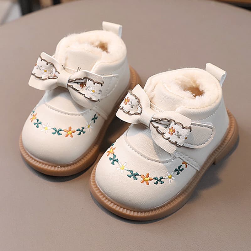 Sapatos infantis para meninas, sapatos de inverno para bebês, sola macia de 0 a 1 anos, 3 lã, sapatos de couro quente, s