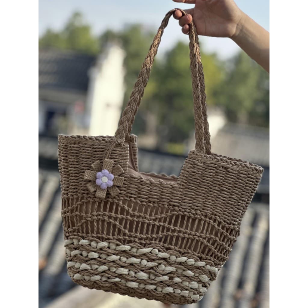 Seaside saco de praia verão tecido saco feminino palha grande capacidade de um ombro sacola viagem férias estilo Pastora