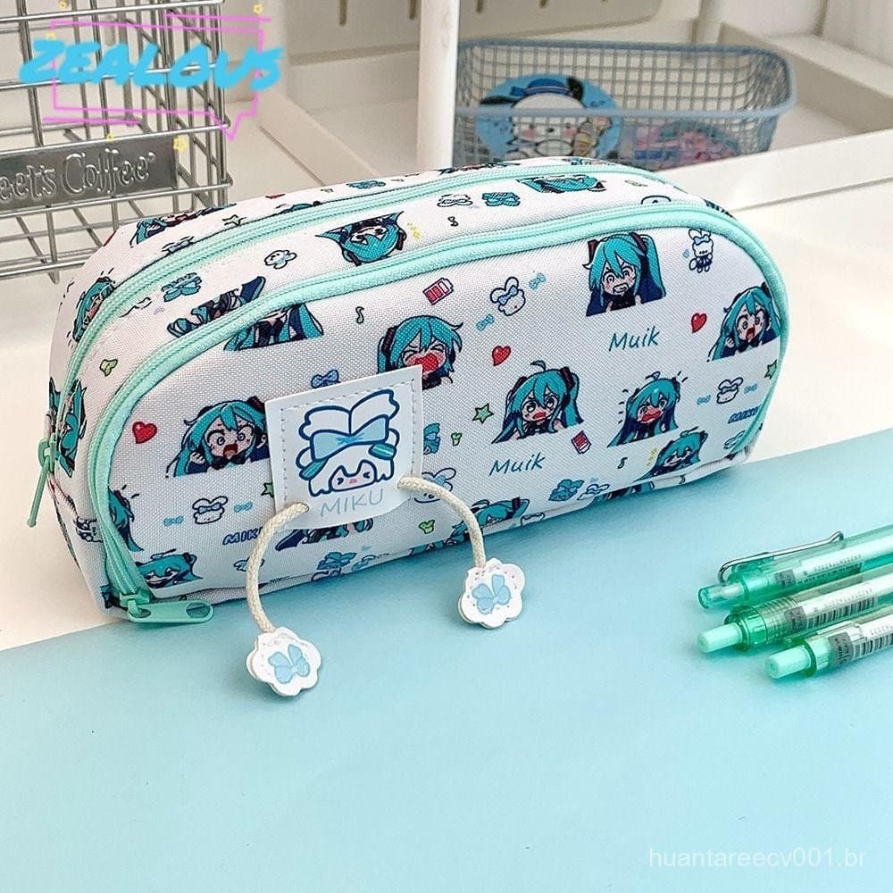 Bolsa De Papelaria ZEALOUSSS , Caneta Hatsune Miku De Grande Capacidade , Escritório Escolar Multifuncional Criativo